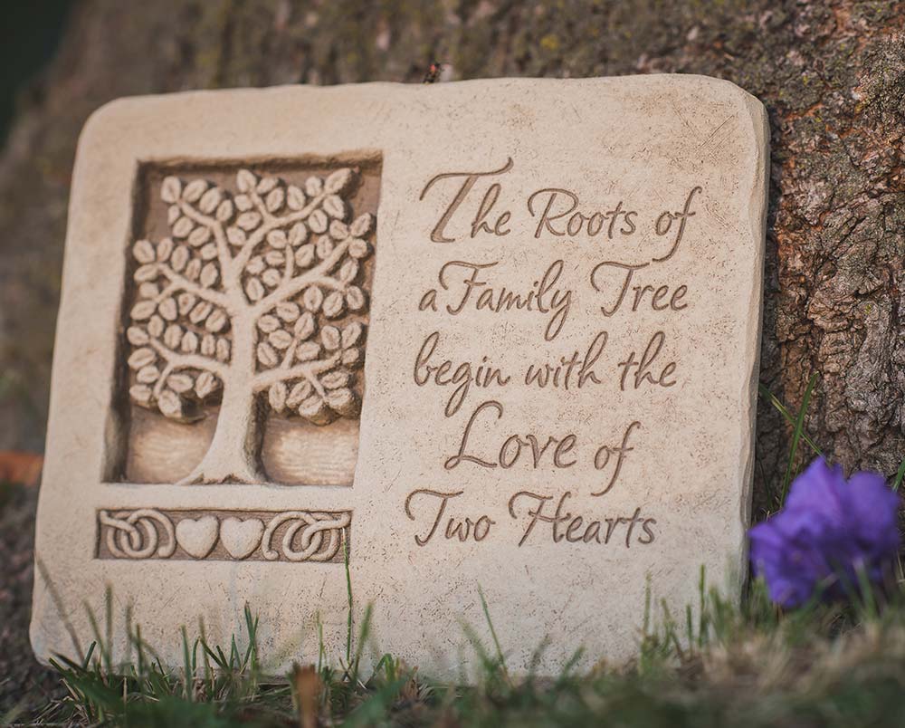 Roots of Love Family Tree with 2 Hearts